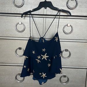 Navy blue with starfish crop top adjustable straps tank